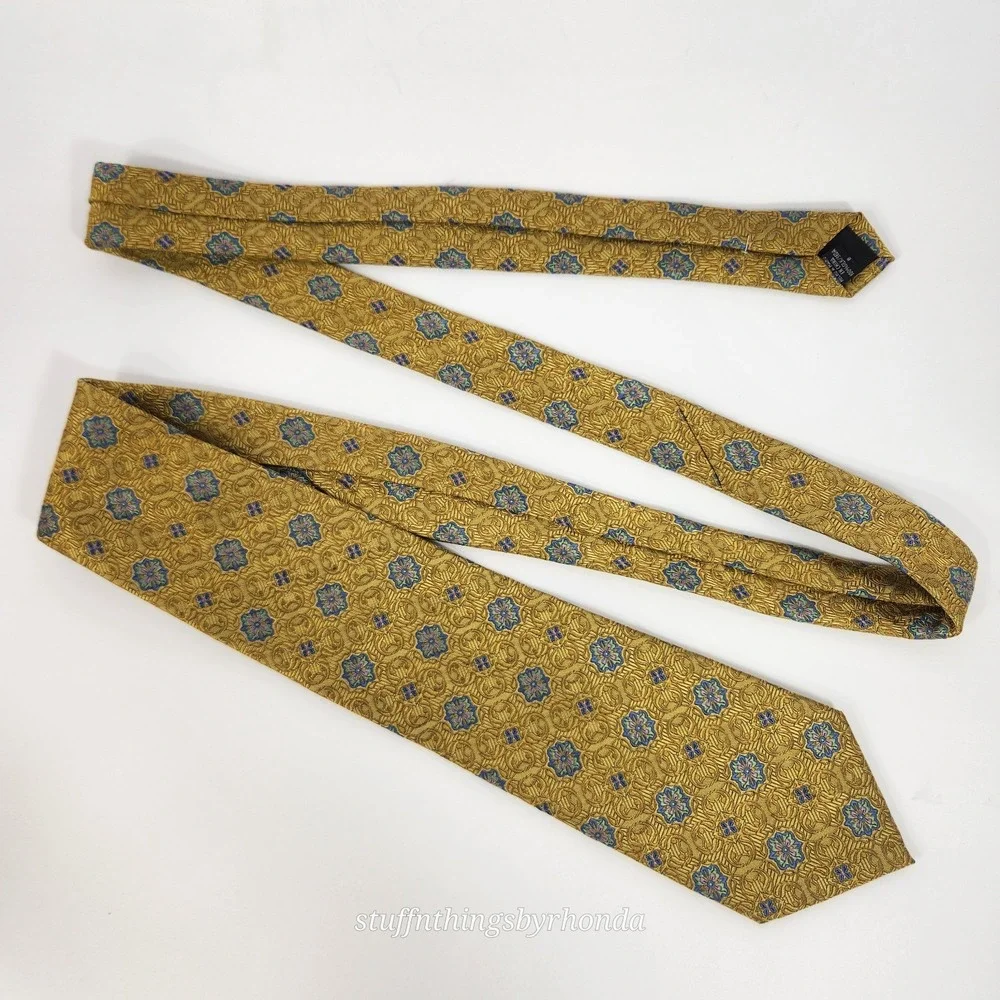 CM Gold Series Men's Gold Tie Designed In Italy 100% Silk XLong Necktie 66